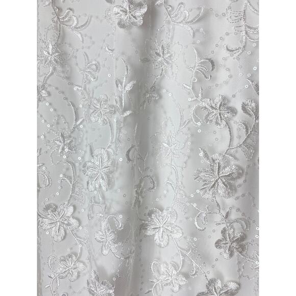 ADRIANNA PAPELL DRESS 4 COCKTAIL FLORAL SEQUIN LACE WHITE BRIDE EMBROIDERED - Picture 7 of 10